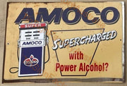 AMOCO SUPERCHARGED 20x30 CM Sign | Screen Printed By AUSTRALIAN COMPANY