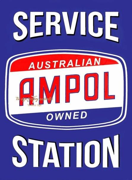 AUSTRALIAN AMPOL Rustic Look Vintage Tin Metal Sign Man Cave, Shed-Garage and Bar