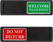 2 Pieces Do Not Disturb Sign,Privacy Sign,Welcome Sign and Please Knock Sign for Office Home Conference Hotel Hospital,Slider Door Indicator Sign-7 X 2 Inch