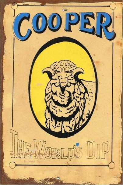 COOPER THE WORLD'S DIP Rustic Look Vintage Tin Metal Sign Man Cave, Shed-Garage and Bar