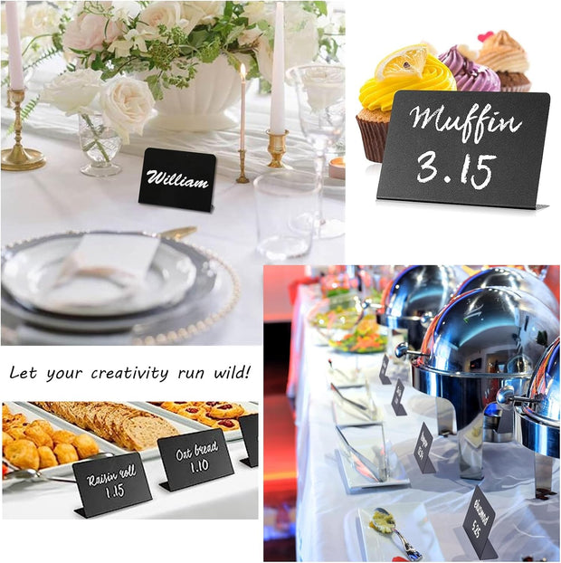 30 Pcs Mini Chalkboard Signs Set, 4"X3" Small L-Shaped Reusable Table Marker for School/Wedding/Birthday/Buffet/Party/Message Boards(Black)
