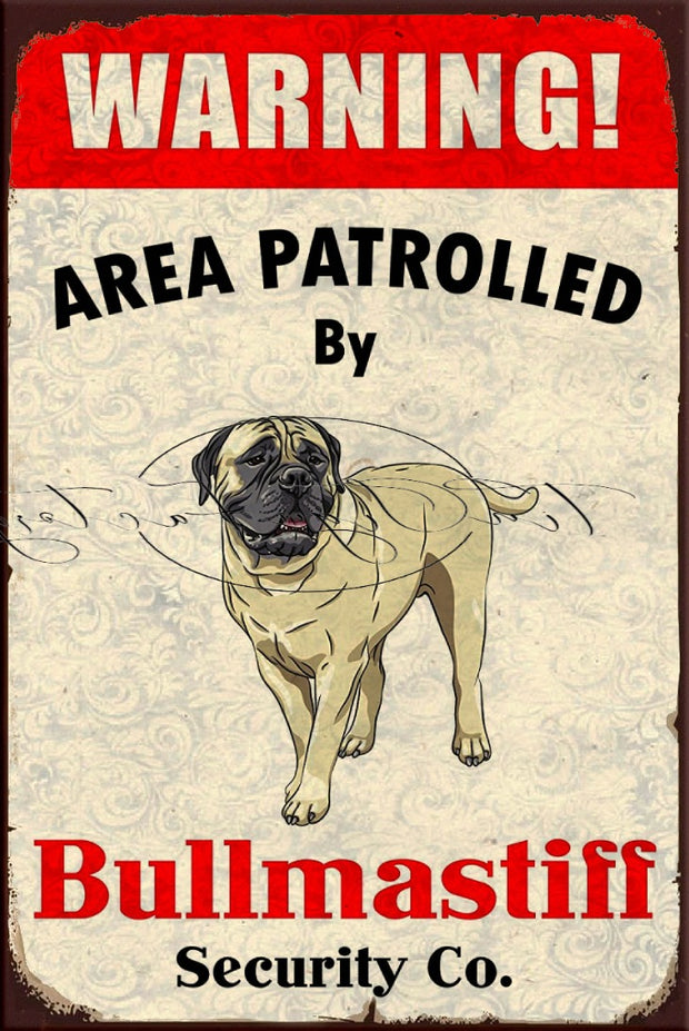 BULLMASTIFF PATROLLER Retro/ Vintage Tin Metal Sign, Wall Art Home Décor, Shed-Garage, and Bar