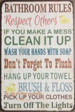 BATHROOM RULES Rustic Look Vintage Tin Metal Sign Man Cave, Shed-Garage and Bar