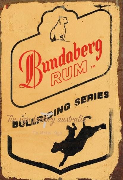 BUNDABERG BULLRIDING Rustic Look Vintage Tin Metal Sign Man Cave, Shed-Garage and Bar