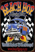 BEACH HOP Rustic Look Vintage Shed-Garage and Bar Man Cave Tin Metal Sign