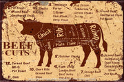 BEEF CUTS Retro/ Vintage Tin Metal Sign Man Cave, Wall Home Décor, Shed-Garage, and Bar