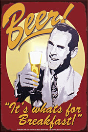 BEER BREAKFAST Retro/ Vintage Tin Metal Sign Man Cave, Wall Home Décor, Shed-Garage, and Bar