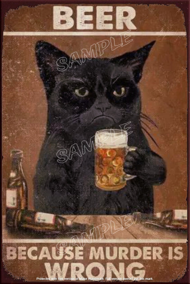 BEER GRUMPY CAT Retro/ Vintage Tin Metal Sign Man Cave, Wall Home Décor, Shed-Garage, and Bar