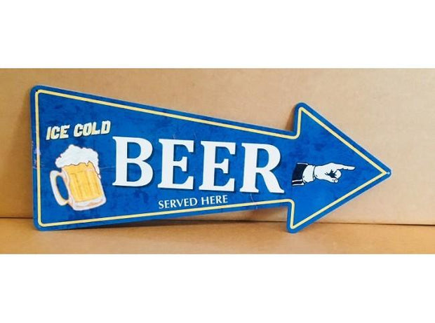 ICE COLD BEER ARROW TIN METAL SIGN  free postage - TinSignFactoryAustralia