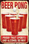 BEER PONG Rustic Look Vintage Shed-Garage and Bar Man Cave Tin Metal Sign