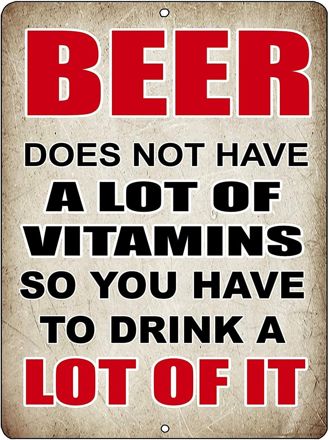 BEER HAS LOTS OF VITAMINS Retro/Vintage Metal Plaque Sign Style Man Cave Garage Work Office