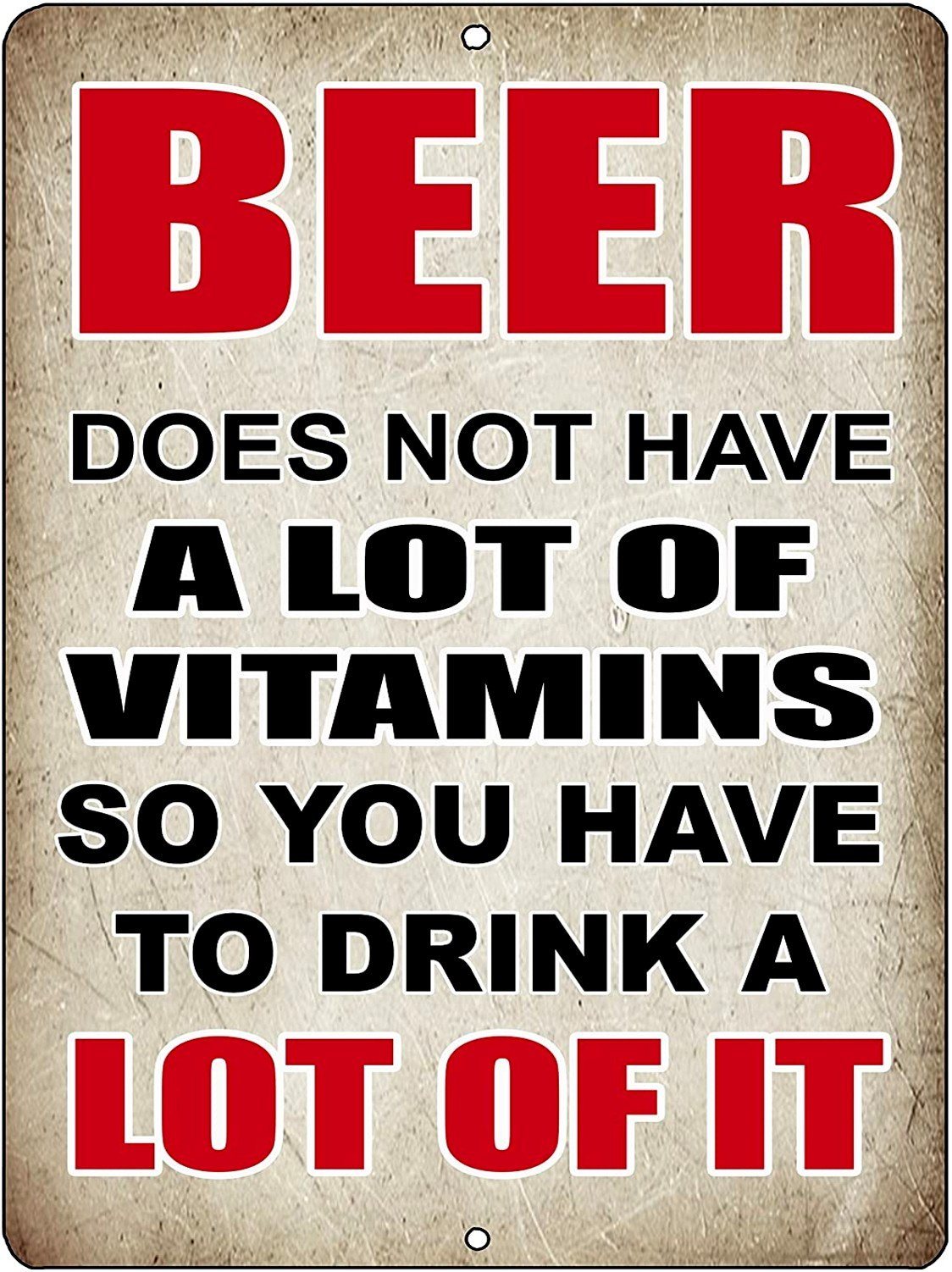 BEER HAS LOTS OF VITAMINS Retro/Vintage Metal Plaque Sign Style Man Cave Garage Work Office