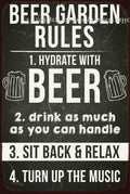 BEER GARDEN RULES Rustic Retro/Vintage Home Garage Wall Café Resto or Bar Tin Metal Sign