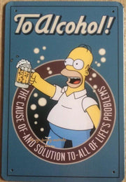 SIMPSON ALCOHOL Rustic Look Vintage Tin Metal Sign Man Cave, Shed-Garage and Bar