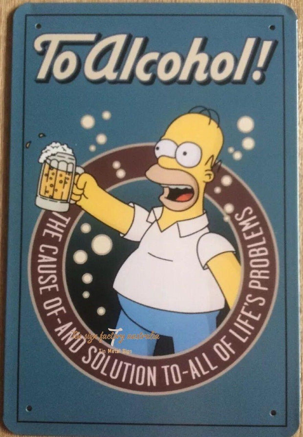 SIMPSON ALCOHOL Rustic Look Vintage Tin Metal Sign Man Cave, Shed-Garage and Bar