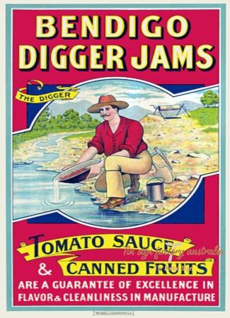 BENDIGO DIGGER JAM Rustic Look Vintage Tin Metal Sign Man Cave, Shed-Garage and Bar