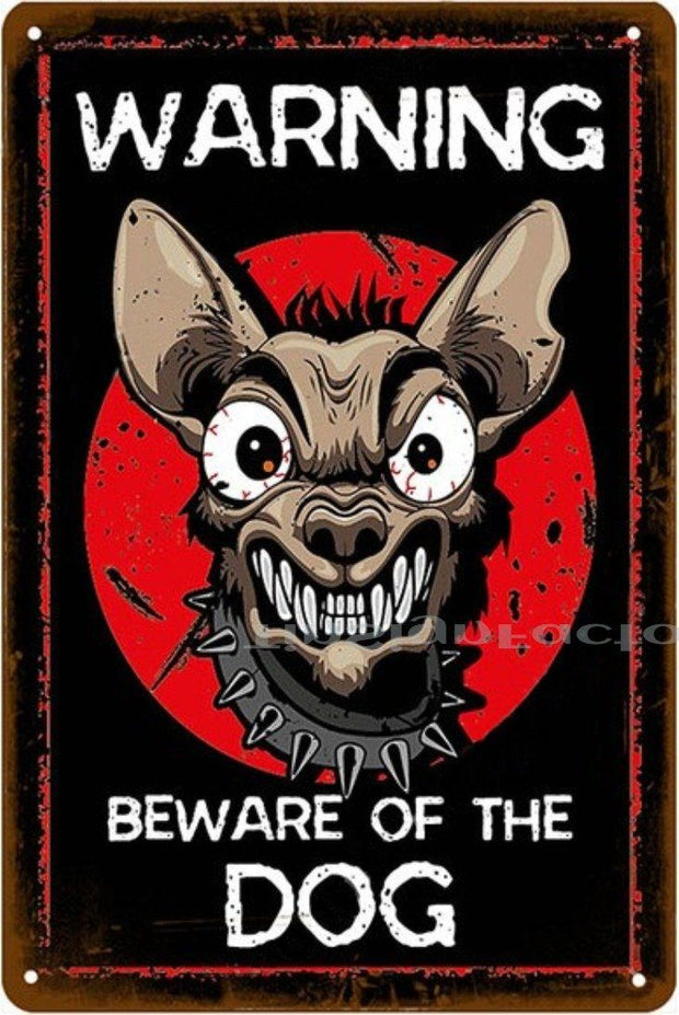 WARNING-BEWARE OF DOG Rustic Retro/Vintage Home Garage Wall Café Resto or Bar Tin Metal Sign