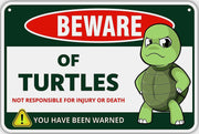 BEWARE OF TURTLES Retro/ Vintage Tin Metal Sign Man Cave, Wall Home Decor, Shed-Garage, and Bar