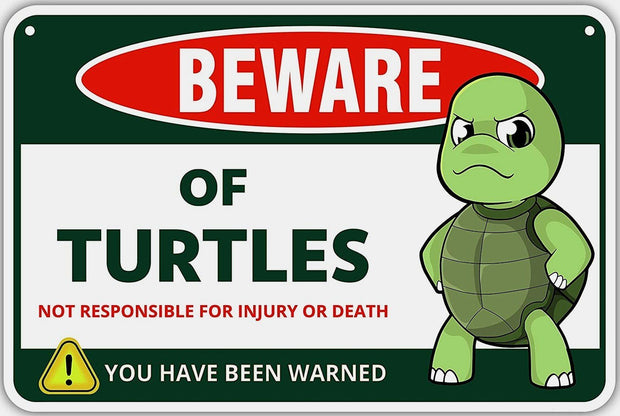 BEWARE OF TURTLES Retro/ Vintage Tin Metal Sign Man Cave, Wall Home Decor, Shed-Garage, and Bar