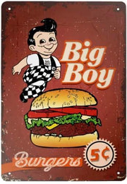 BIG BOY BURGERS Retro/ Vintage Tin Metal Sign Man Cave, Wall Home Decor, Shed-Garage, and Bar