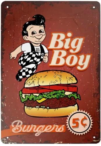 BIG BOY BURGERS Retro/ Vintage Tin Metal Sign Man Cave, Wall Home Decor, Shed-Garage, and Bar