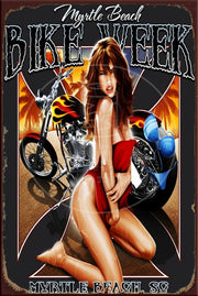 BIKE WEEK Rustic Look Vintage Shed-Garage and Bar Man Cave Tin Metal Sign