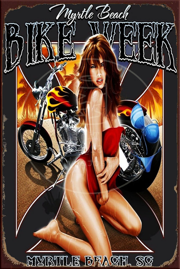 BIKE WEEK Rustic Look Vintage Shed-Garage and Bar Man Cave Tin Metal Sign