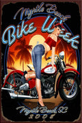 BIKE WEEK 2008 Rustic Look Vintage Shed-Garage and Bar Man Cave Tin Metal Sign