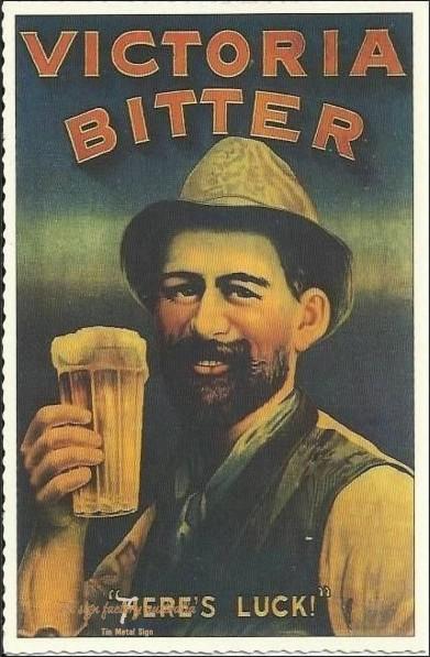 VICTORIA BITTER LUCK Rustic Look Vintage Tin Metal Sign Man Cave, Shed-Garage and Bar