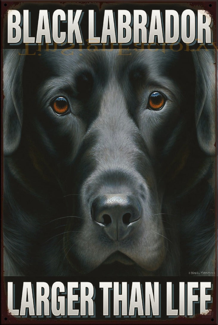 BLACK LABRADOR Vintage Retro Rustic Garage Wall Man Cave Metal Sign