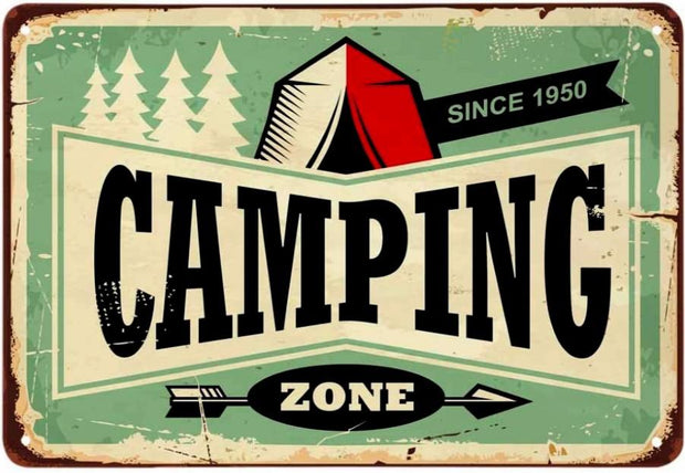 CAMPING ZONE SINCE 1950CAMPING ZONE SINCE 1950 Retro/ Vintage Tin Metal Sign Man Cave, Wall Home Decor, Shed-Garage, and Bar
