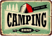 CAMPING ZONE SINCE 1950 Retro/ Vintage Tin Metal Sign Man Cave, Wall Home Decor, Shed-Garage, and Bar