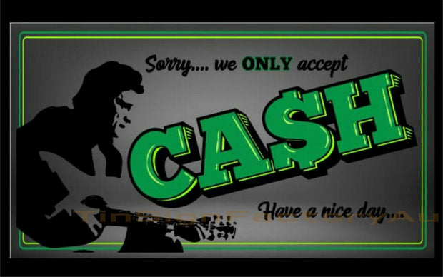 WE ONLY ACCEPT CASH Retro/Vintage Home Garage Wall Décor Café Resto Bar Tin Metal Sign