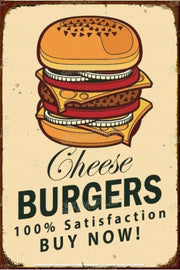 CHEESEBURGERS Retro/ Vintage Tin Metal Sign Man Cave, Wall Home Décor, Shed-Garage, and Bar