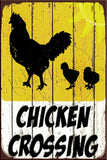 CHICKEN CROSSING Rustic Look Vintage Shed-Garage and Bar Man Cave Tin Metal Sign