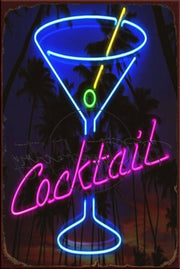 COCKTAIL LIGHTS ON Retro/ Vintage Tin Metal Sign Man Cave, Wall Home Décor, Shed-Garage, and Bar