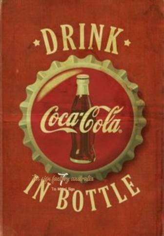 COCA-COCA BOTTLE Rustic Look Vintage Tin Metal Sign Man Cave, Shed-Garage and Bar - Tin Sign Factory Australia