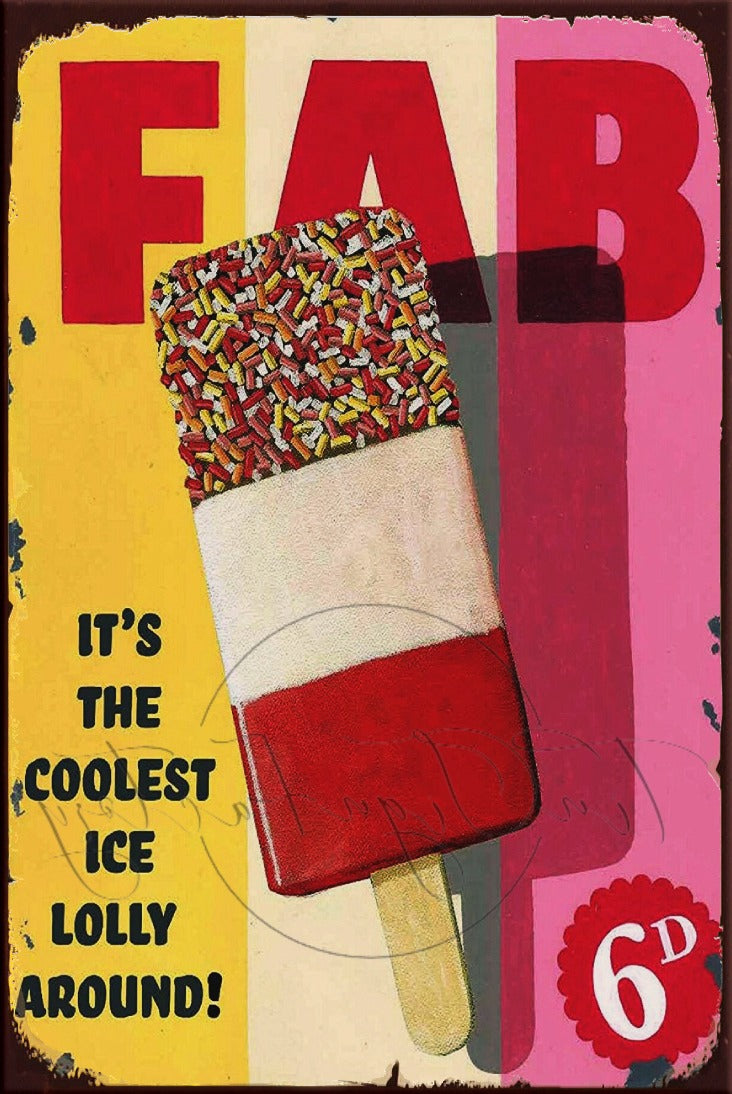 COOLEST ICE LOLLY Retro/ Vintage Tin Metal Sign Man Cave, Wall Home Décor, Shed-Garage, and Bar
