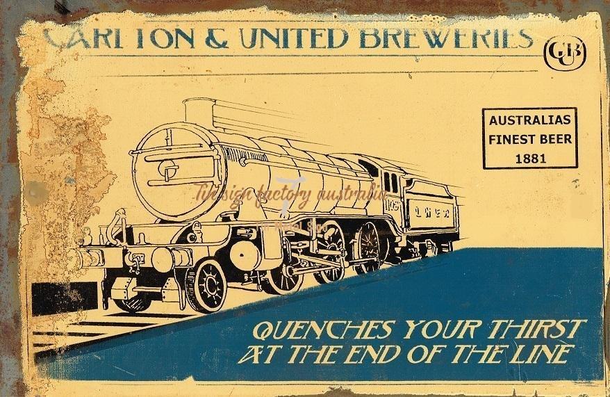 CARLTON AND UNITED BREWERIES Rustic Look Vintage Tin Metal Sign Man Cave, Shed-Garage and Bar - Tin Sign Factory Australia