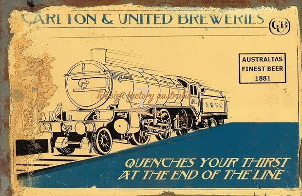 CARLTON AND UNITED BREWERIES Rustic Look Vintage Tin Metal Sign Man Cave, Shed-Garage and Bar