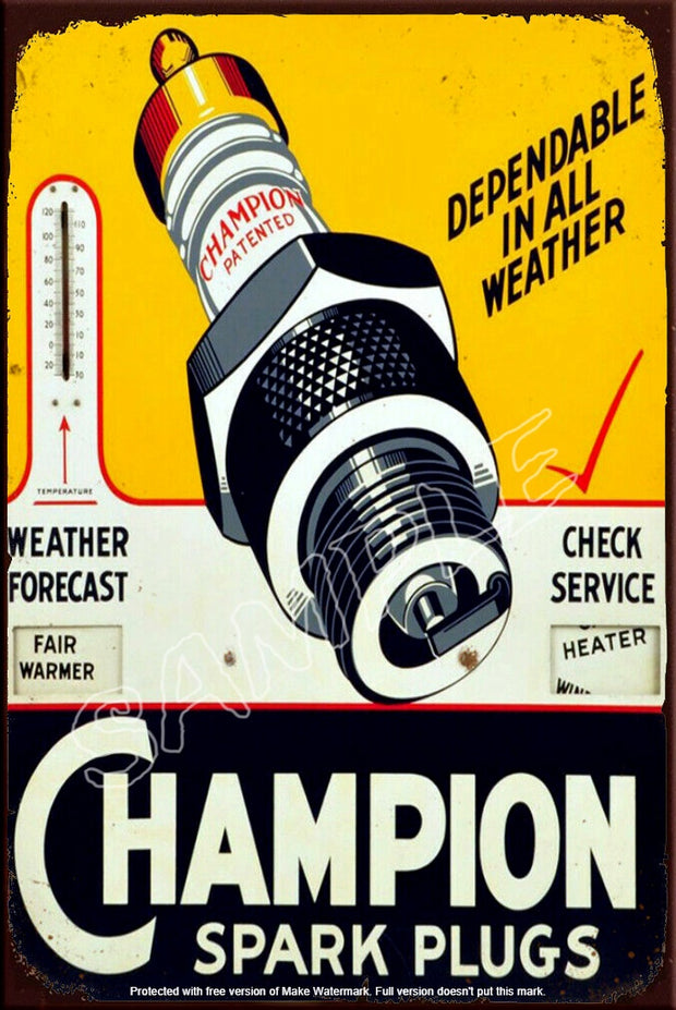 DEPENDABLE CHAMPION Retro/ Vintage Tin Metal Sign Man Cave, Wall Home Décor, Shed-Garage, and Bar