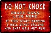 CRAZY DOG LIVES HERE Retro/ Vintage Tin Metal Sign Man Cave, Wall Home Decor, Shed-Garage, and Bar