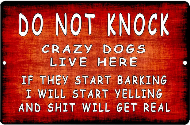 CRAZY DOG LIVES HERE Retro/ Vintage Tin Metal Sign Man Cave, Wall Home Decor, Shed-Garage, and Bar
