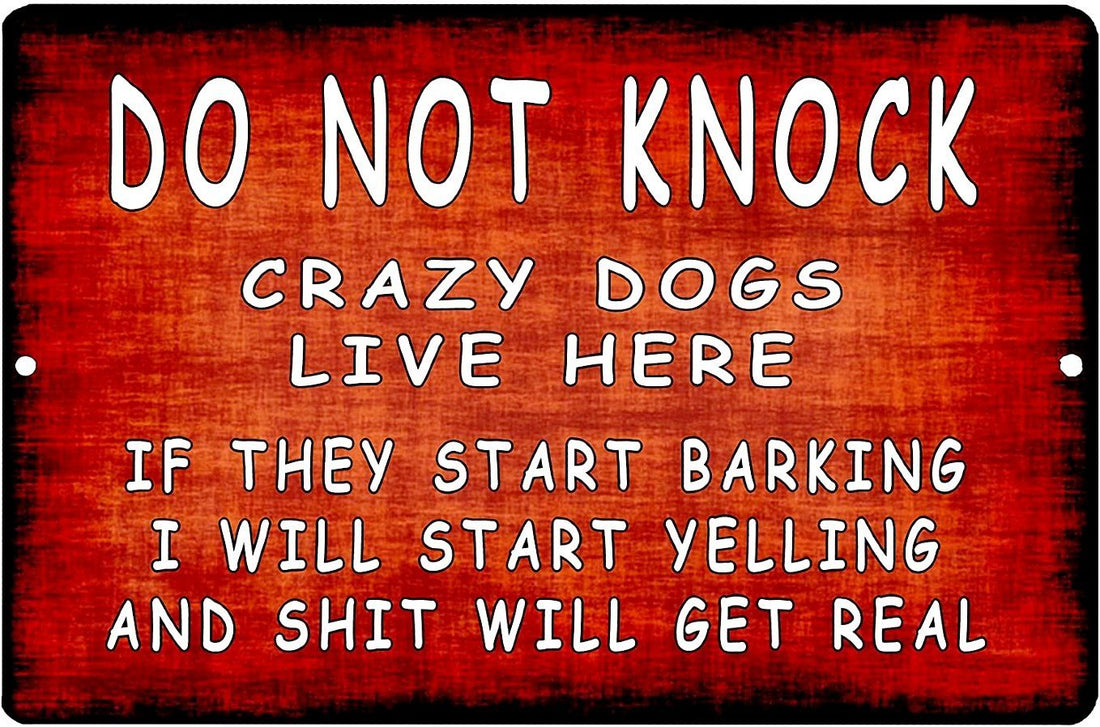 CRAZY DOG LIVES HERE Retro/ Vintage Tin Metal Sign Man Cave, Wall Home Decor, Shed-Garage, and Bar