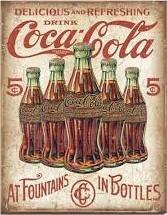 COKE - 5 Bottles Retro Metal Sign Free Postage 30 x 40 cm - Tin Sign Factory Australia