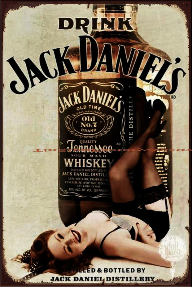 DRINK JACK DANIEL'S Vintage Retro Rustic Shed Garage Man Cave Metal Sign