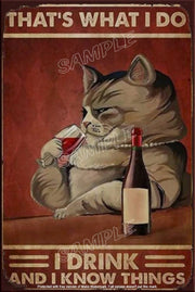 DRINK WINE & KNOW Retro/ Vintage Tin Metal Sign Man Cave, Wall Home Décor, Shed-Garage, and Bar