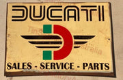 DUCATI SALES SERVICE PARTS 20x30 CM Sign | Screen Printed By AUSTRALIAN COMPANY