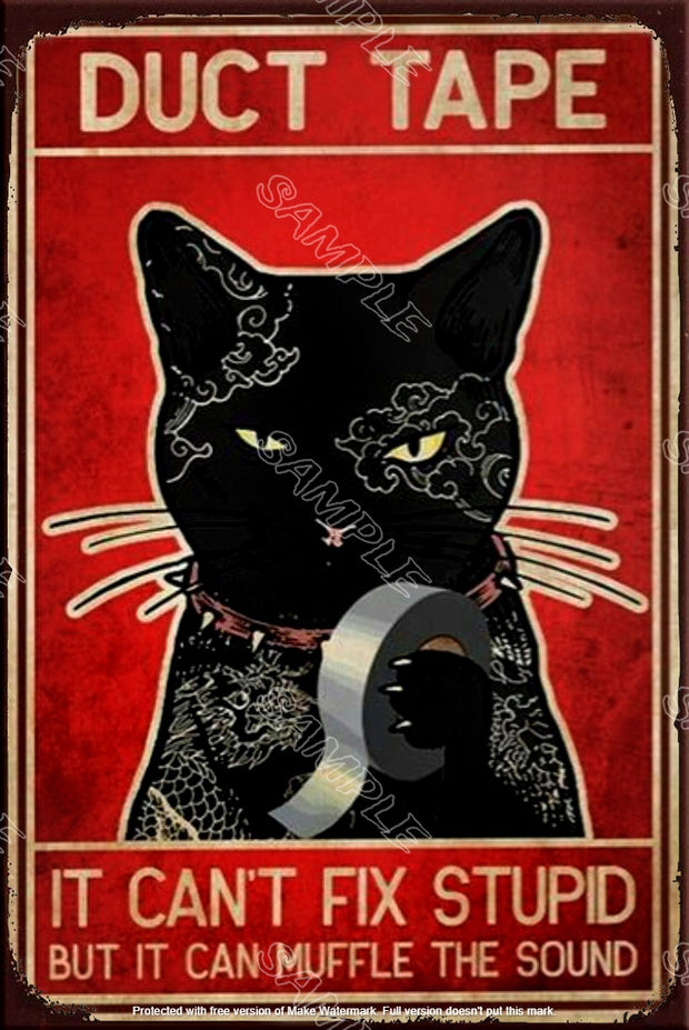 DUCT TAPE STUPID Retro/ Vintage Tin Metal Sign Man Cave, Wall Home Décor, Shed-Garage, and Bar