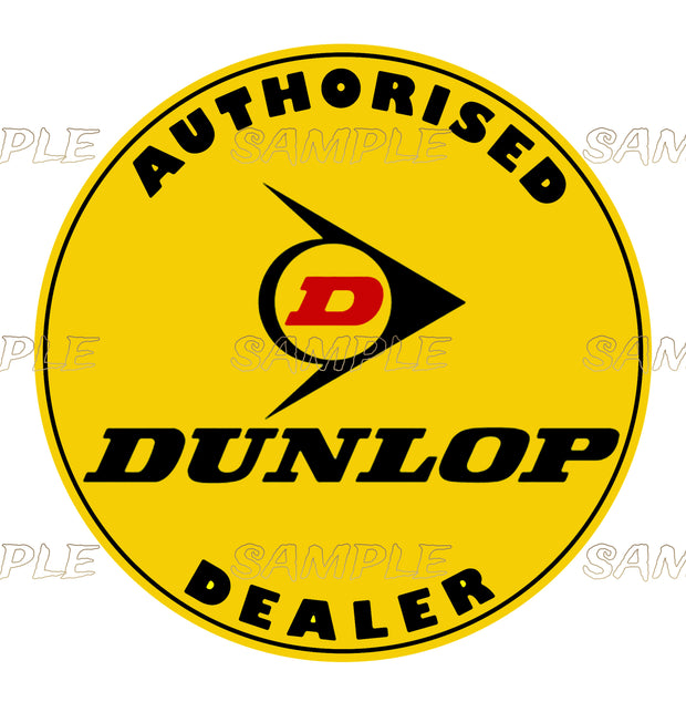 DUNLOP DEALER DARK Retro/ Vintage Round Metal Sign Man Cave, Wall Home Décor, Shed-Garage, and Bar